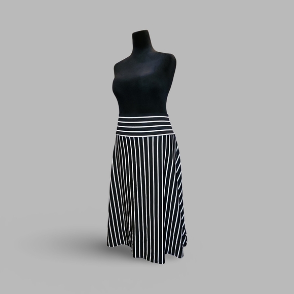 Bella Flore Striped Midi A-Line Skirt / Strapless Dress Punk Goth Rockabilly - Picture 5 of 7